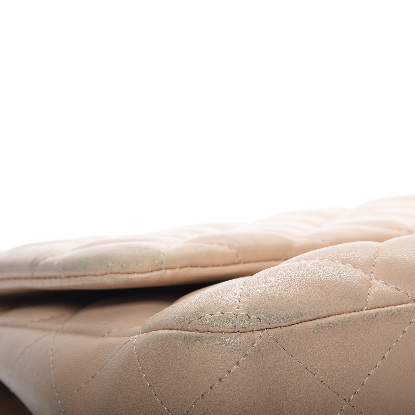 Lambskin Quilted Jumbo Single Flap Beige