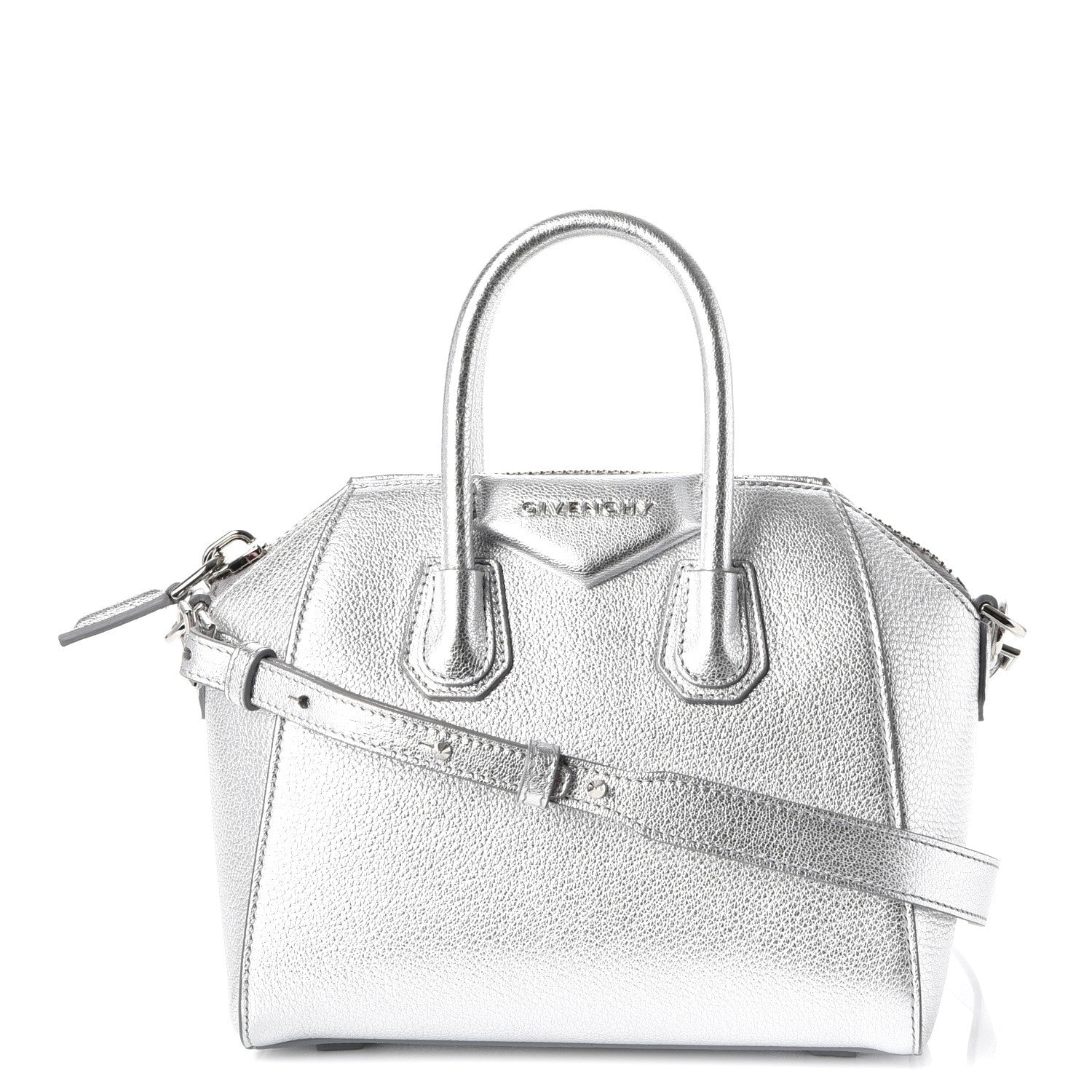 Givenchy Metallic Sugar Goatskin Mini Antigona Silver 1 of 8
