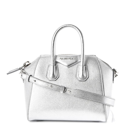 Givenchy Metallic Sugar Goatskin Mini Antigona Silver 1 of 8