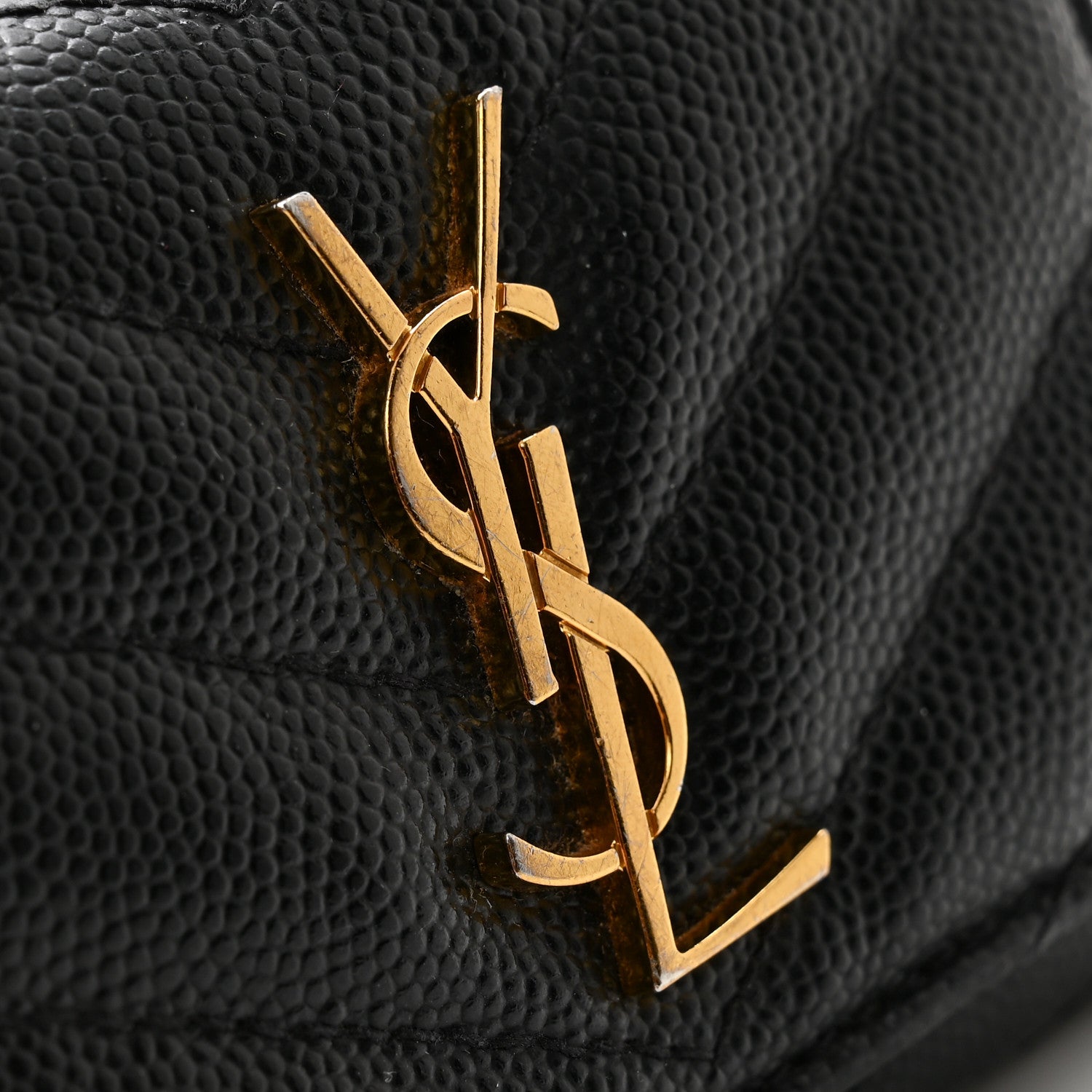 Saint Laurent Grain de Poudre Matelasse Cassandre Monogram Slim Key Case Black 8 of 12