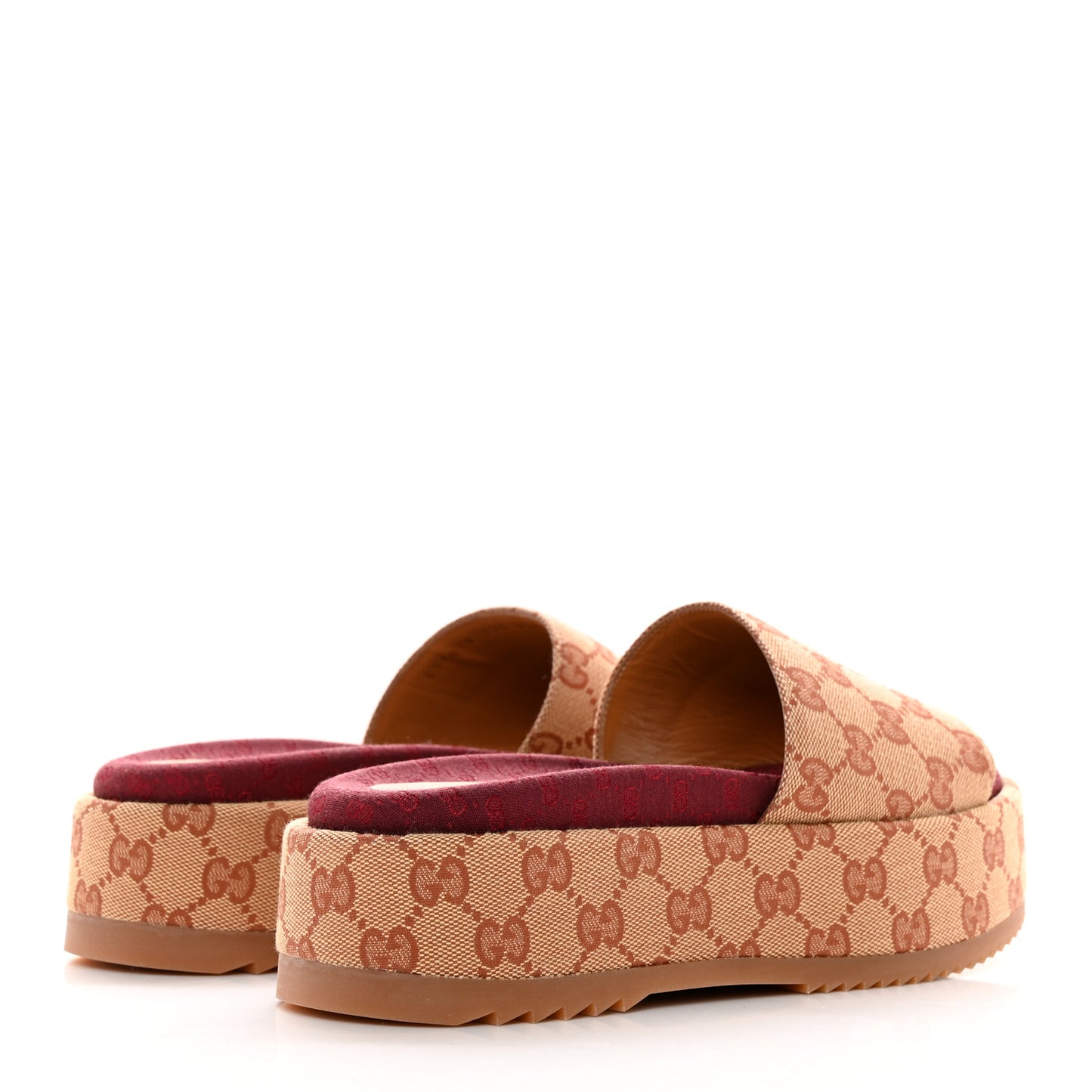 Canvas GG Monogram Angelina Platform Slide Sandals 37.5 Beige Ruggine