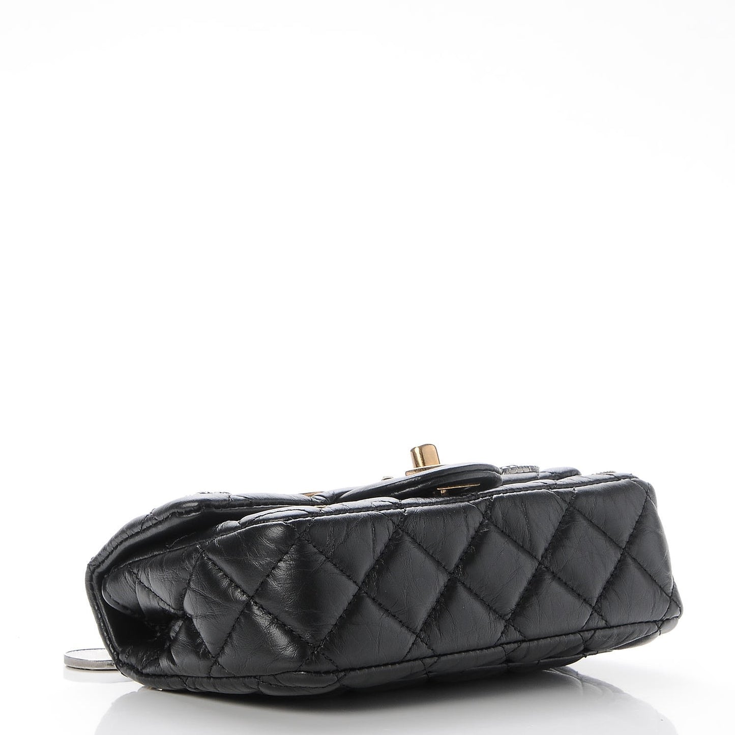 Aged Calfskin Quilted Extra Mini Medallion Flap Black