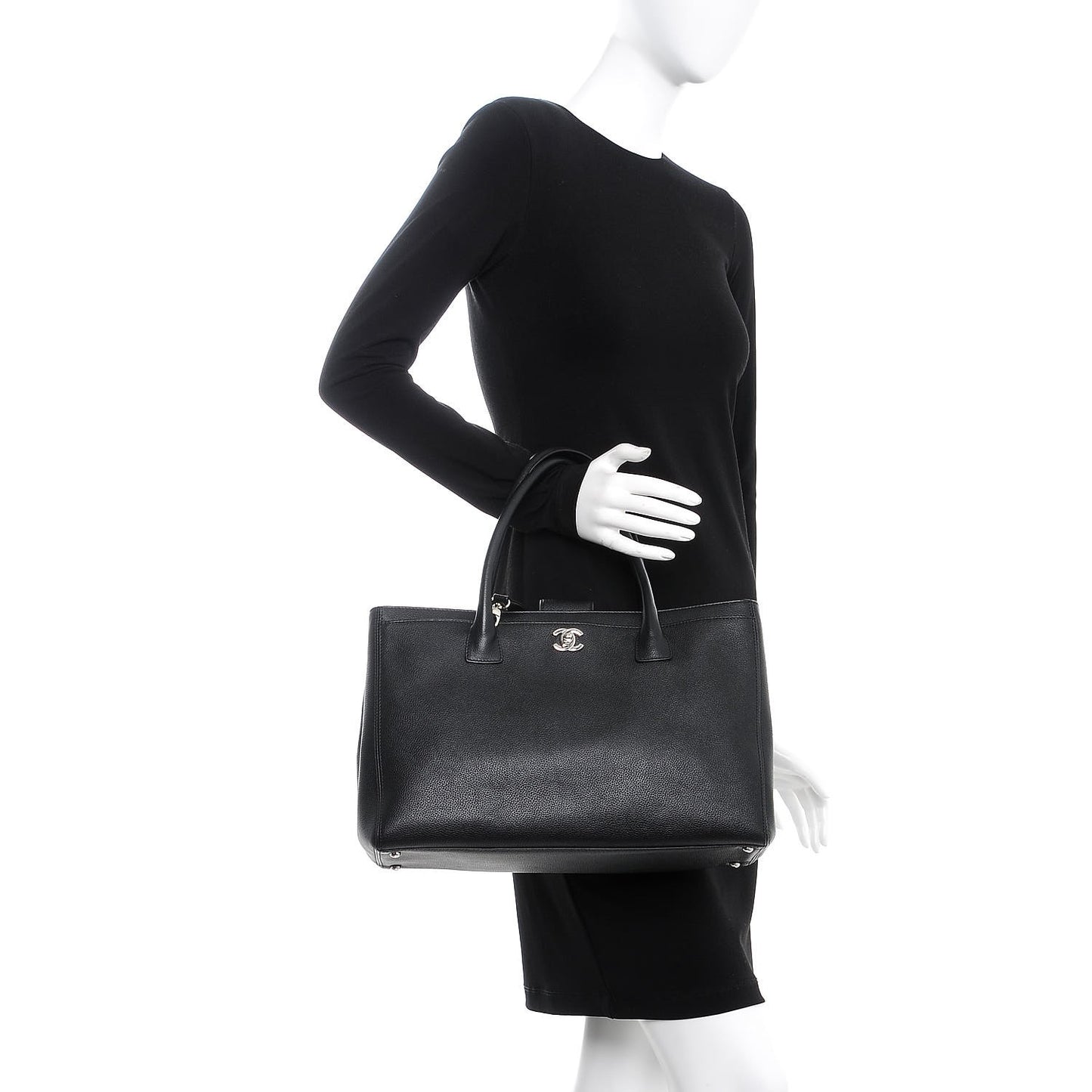 Calfskin Cerf Executive Shopper Tote Black