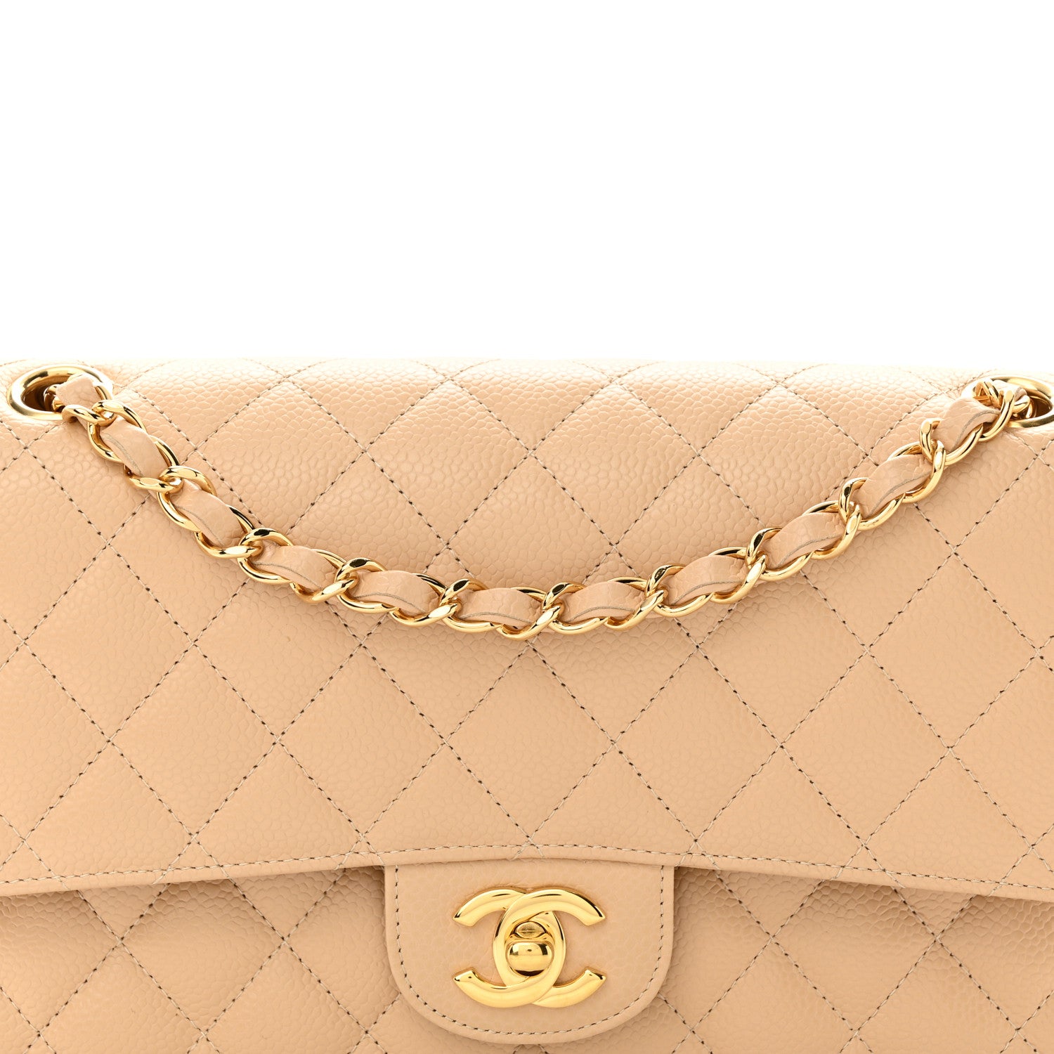 Chanel Caviar Quilted Medium Double Flap Beige 8 of 12