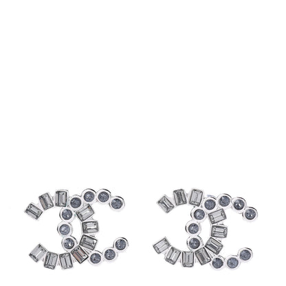 Chanel Baguette Crystal CC Earrings Silver 1 of 5