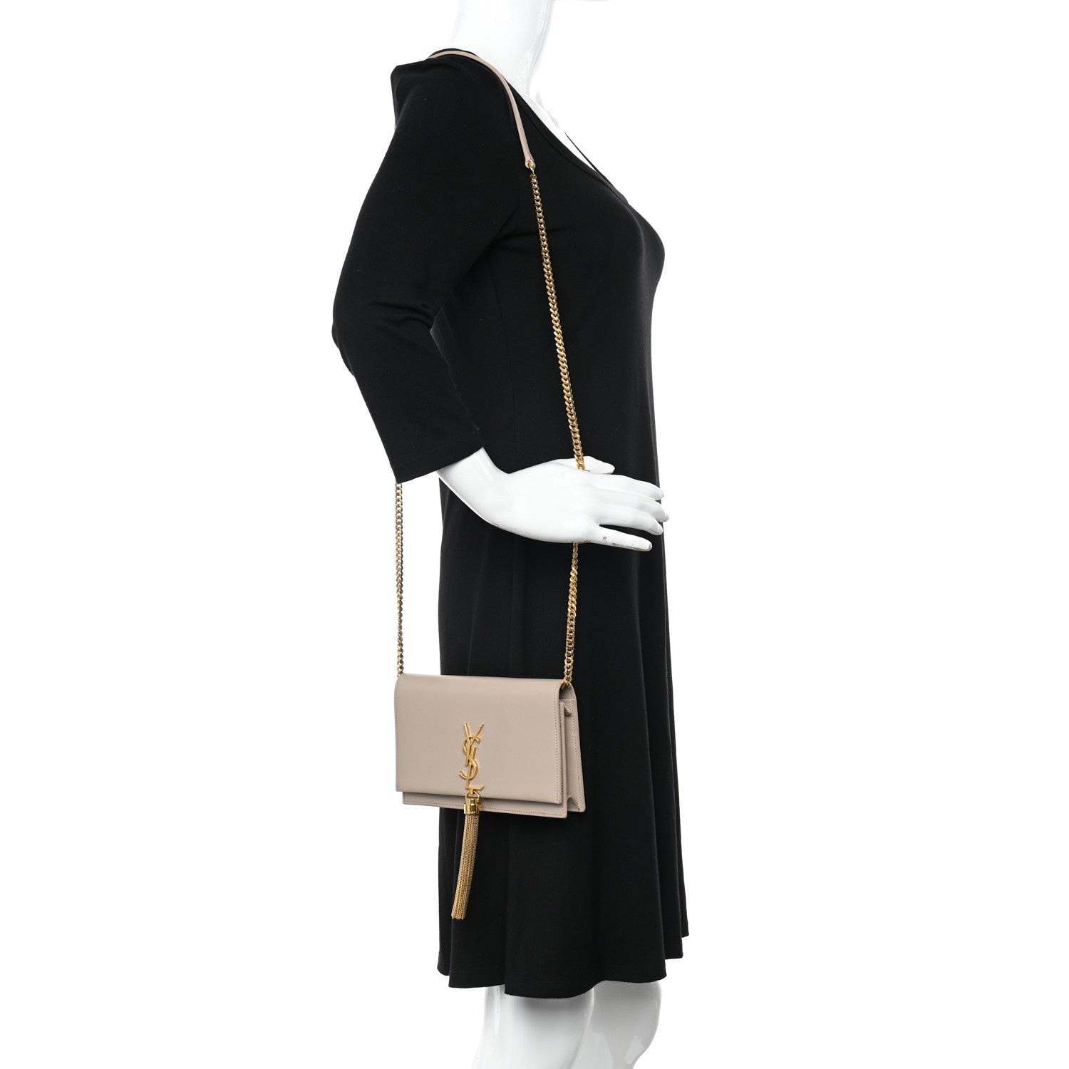 Saint Laurent Smooth Calfskin Classic Monogram Kate Tassel Chain Wallet 2 of 14