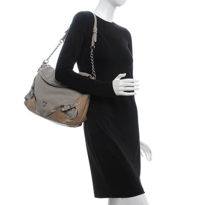 MCM Calfskin Monogram Shoulder Bag Taupe 2 of 23