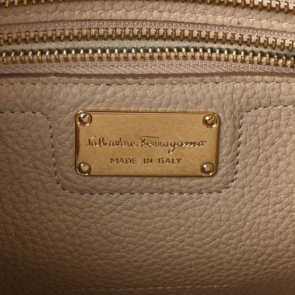 Salvatore Ferragamo Hammered Calfskin Double Handle Small Amy Tote Cumin 6 of 9