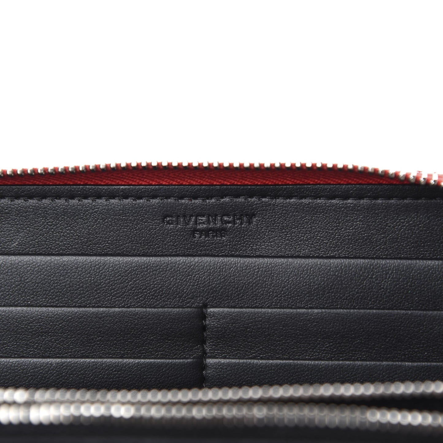 Calfskin Logo Zip Around Wallet Red Black