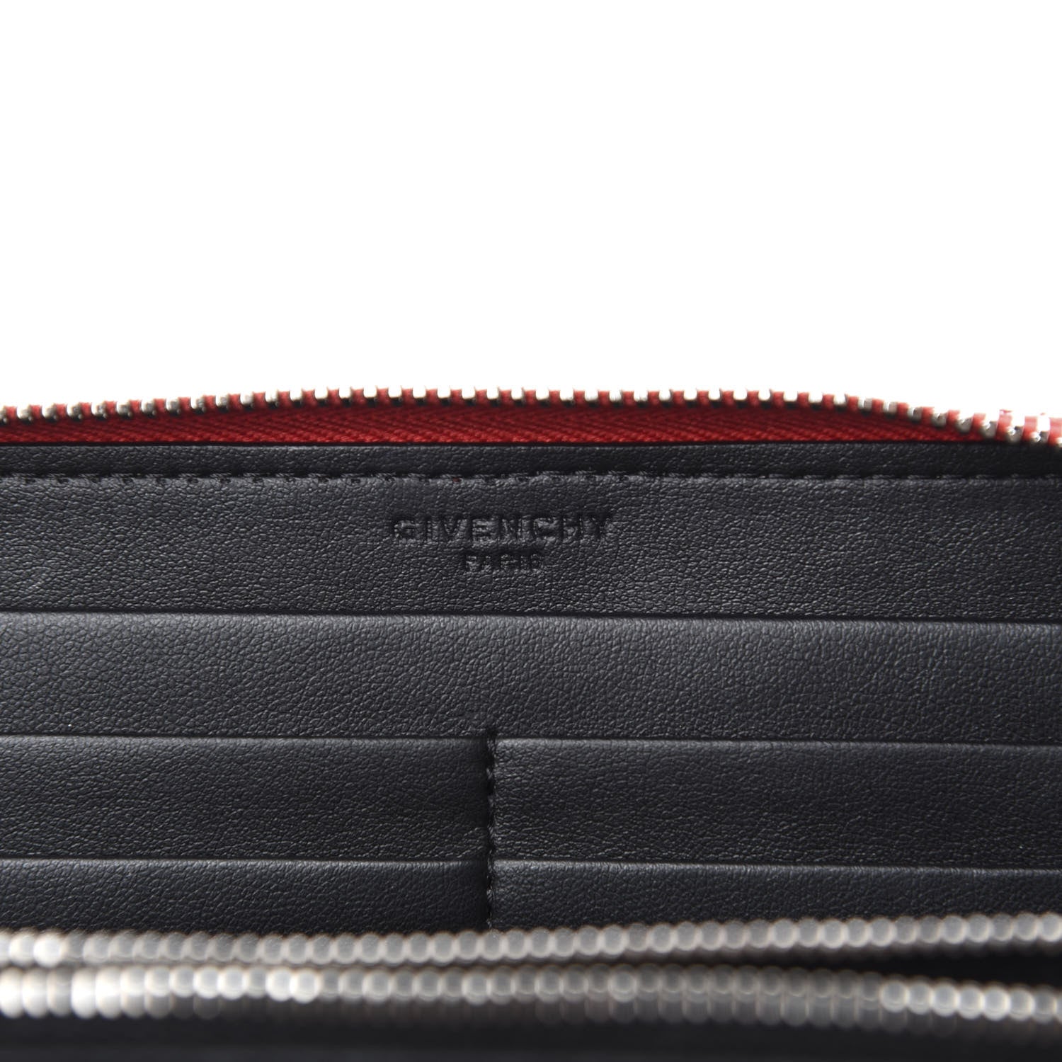 Givenchy Calfskin Logo Zip Around Wallet Red Black 6 of 7