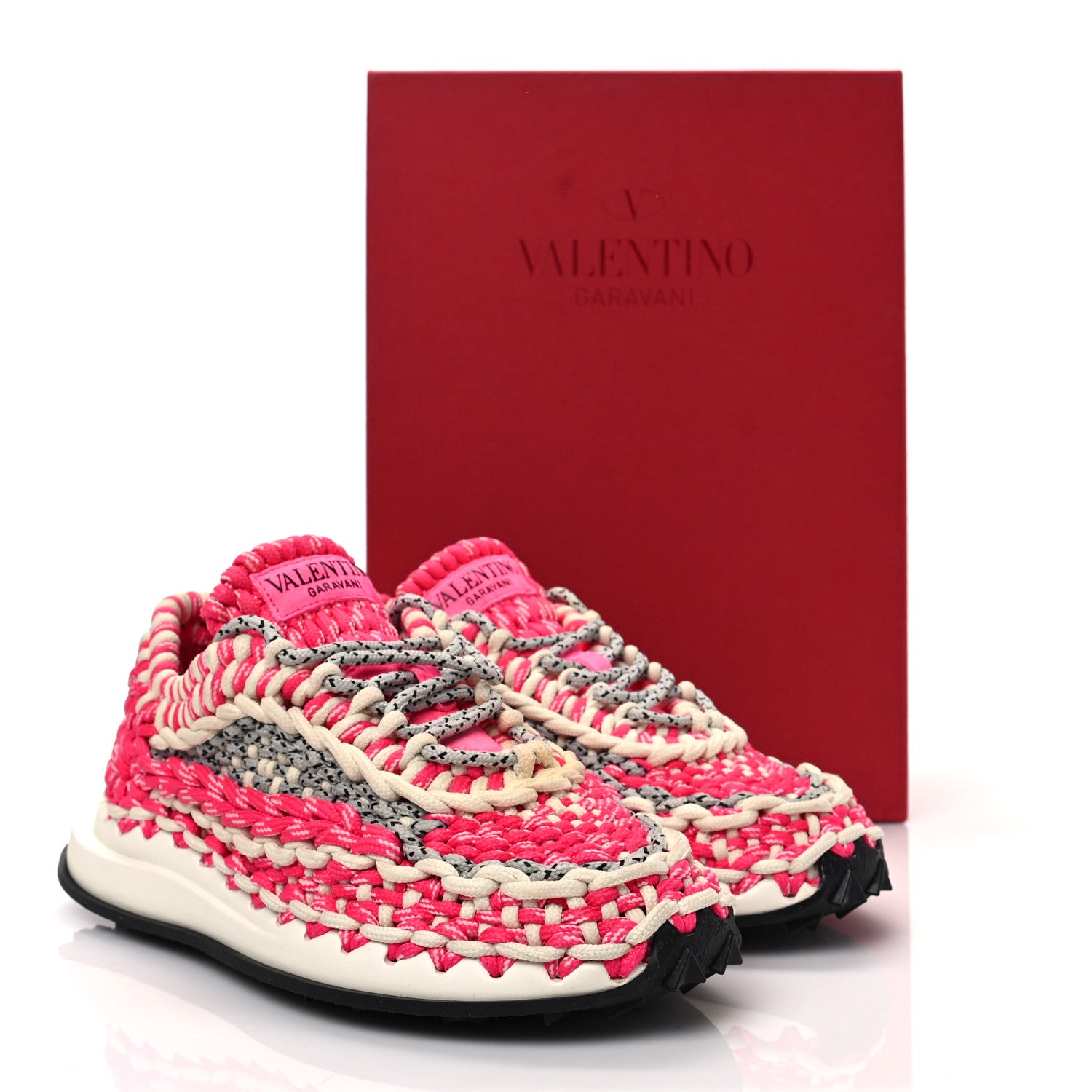 Valentino Garavani Fabric Crochet Womens Low Top Sneakers 36.5 Light Ivory Pink 9 of 9
