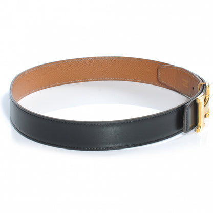 Hermes Box Courchevel Reversible Constance 32mm H Belt Noir Gold 70 4 of 6