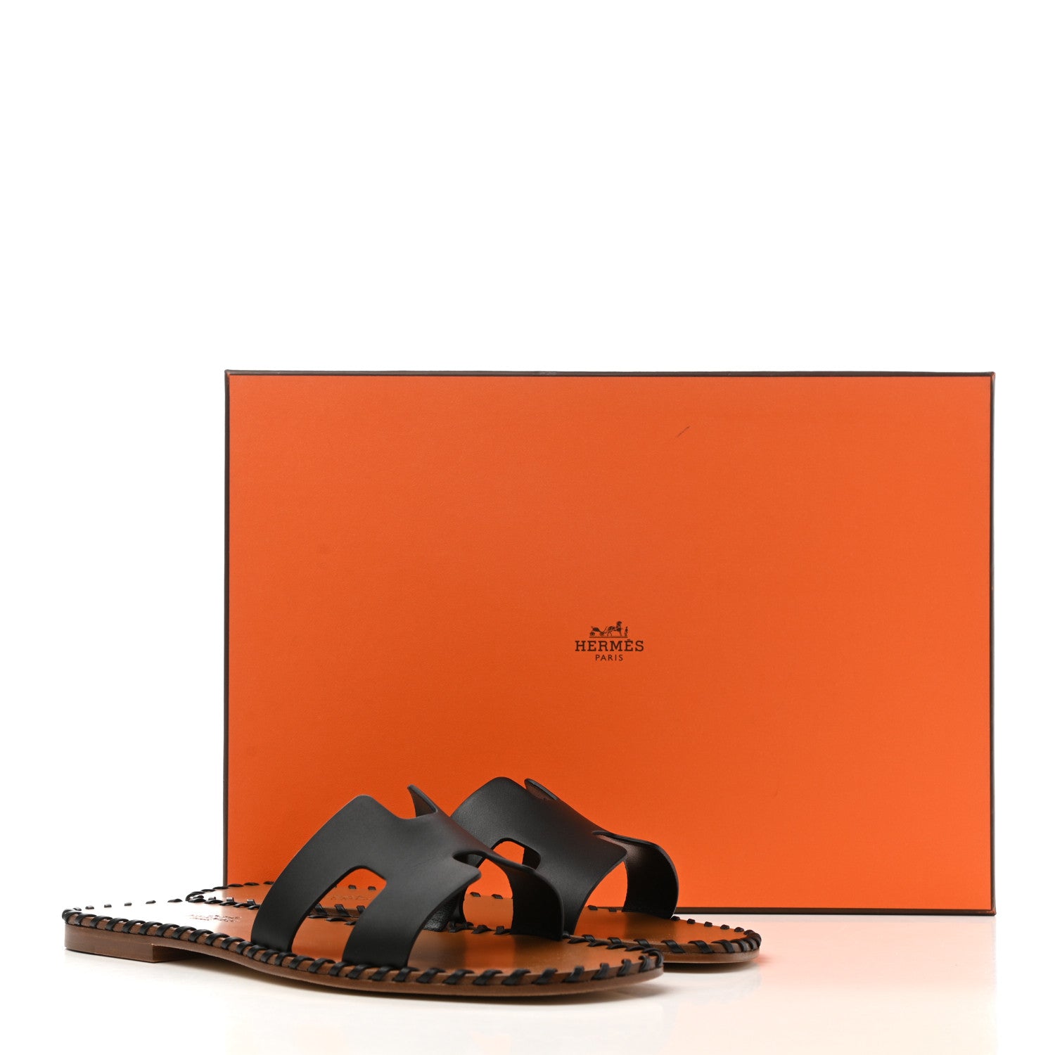 Hermes Box Calfskin Braided Oran Sandals 38 Black 9 of 9