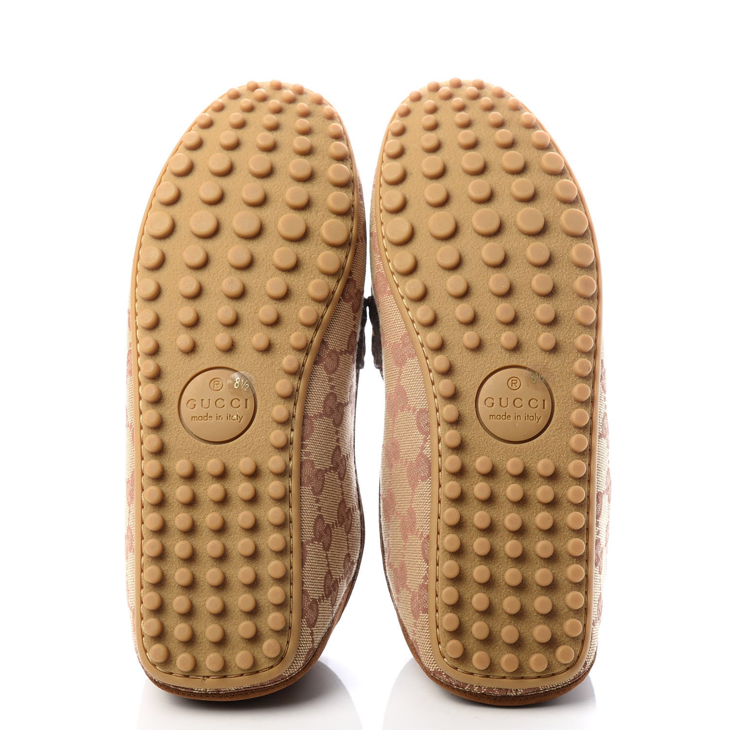 Gucci GG Monogram Suede Mens Driver Loafers 8.5 Beige Ruggine Cuir 6 of 10