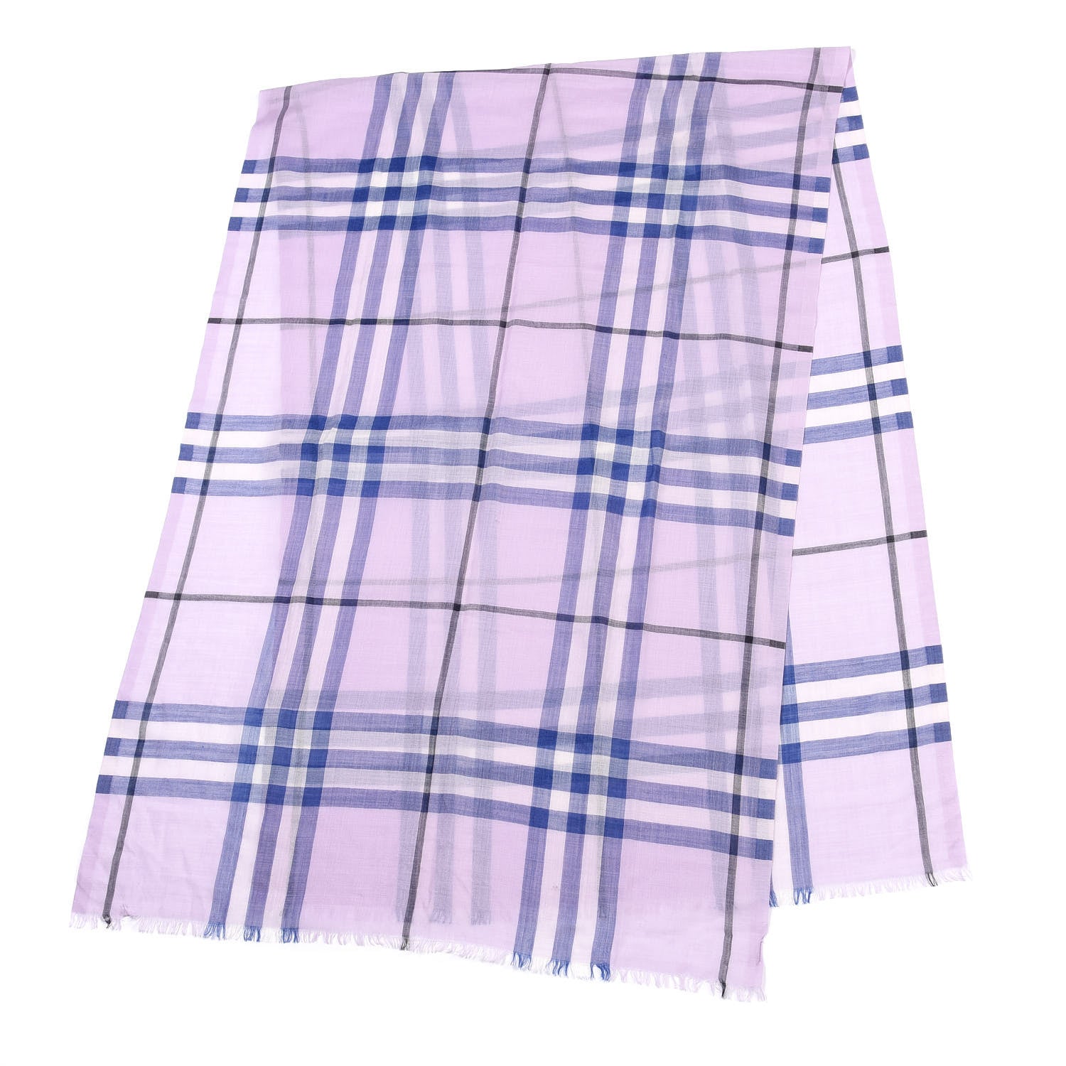Burberry Wool Silk Gauze Giant Check Lightweight Scarf Pale Orchid 3 of 8