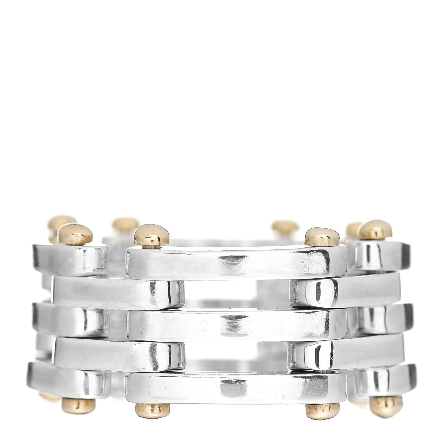 Tiffany Sterling Silver 18K Yellow Gold Gatelink Ring 55 7.25 3 of 4