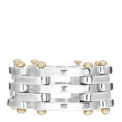 Tiffany Sterling Silver 18K Yellow Gold Gatelink Ring 55 7.25 3 of 4