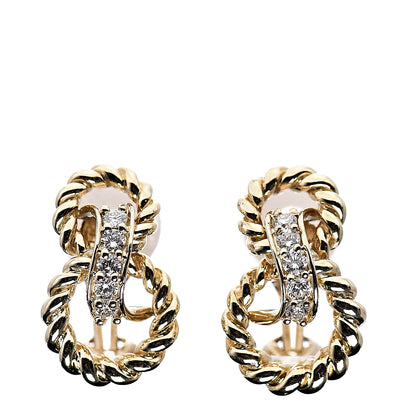 Tiffany 18K Yellow Gold Diamond Twist Clip-On Earrings 1 of 5
