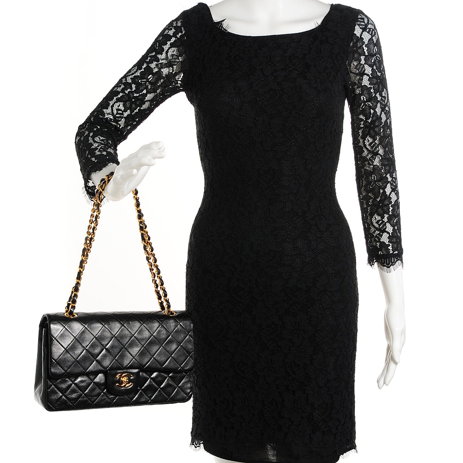 Chanel Lambskin Quilted Medium Double Flap Black 2 of 7