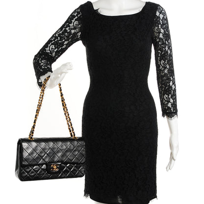 Chanel Lambskin Quilted Medium Double Flap Black 2 of 7