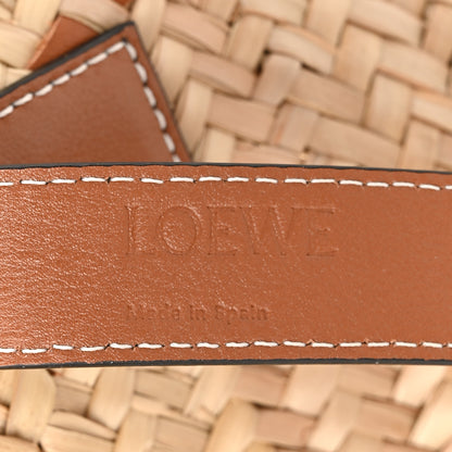 Loewe Raffia Calfskin Woven Basket Tote Bag Natural Tan 6 of 14