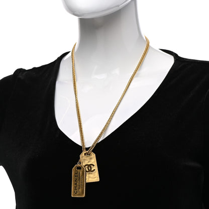 Chanel ID Dog Tag Charm Necklace Gold 2 of 7