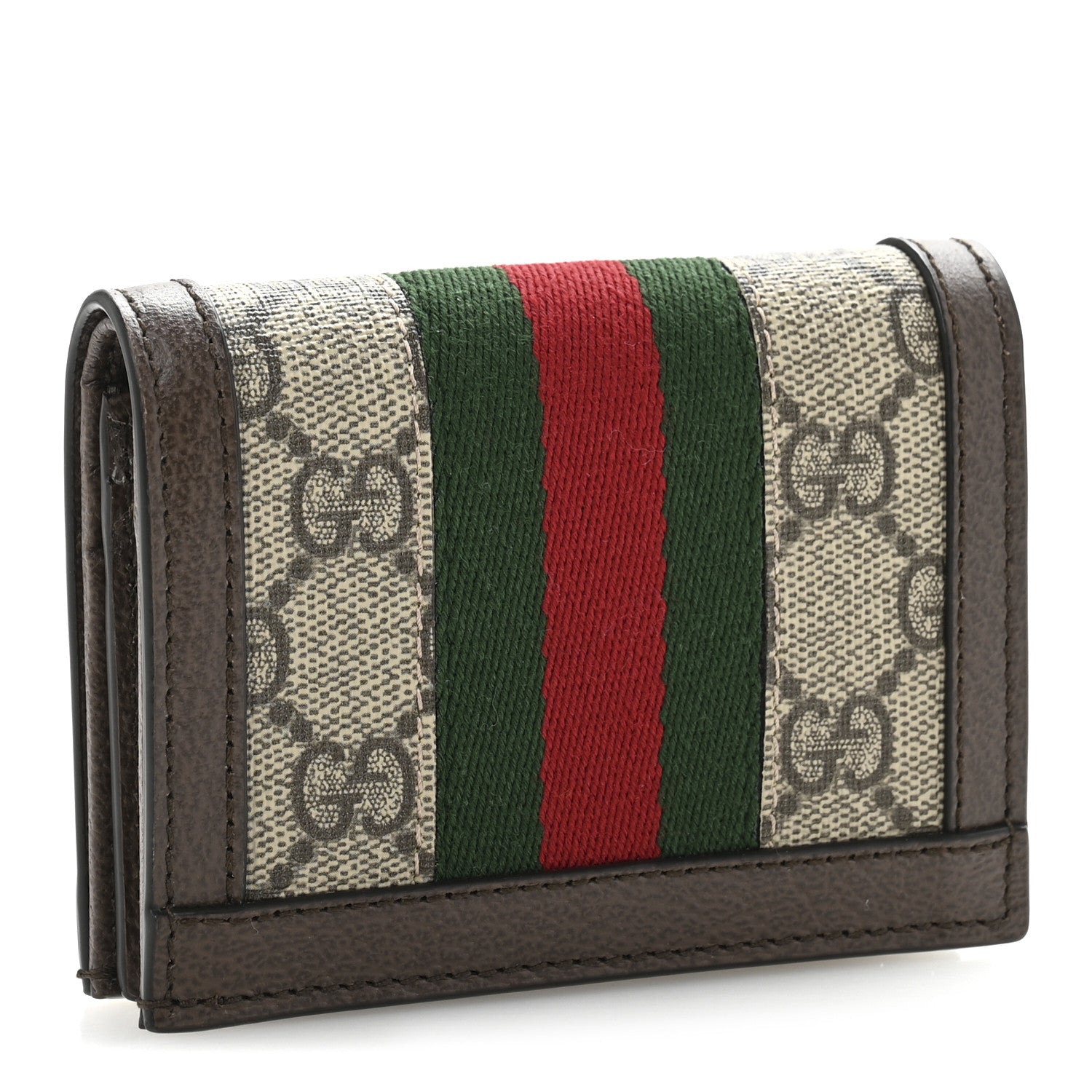 Gucci GG Supreme Monogram Web Ophidia Card Case Beige New Acero 3 of 9