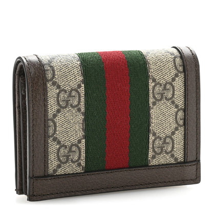 Gucci GG Supreme Monogram Web Ophidia Card Case Beige New Acero 3 of 9
