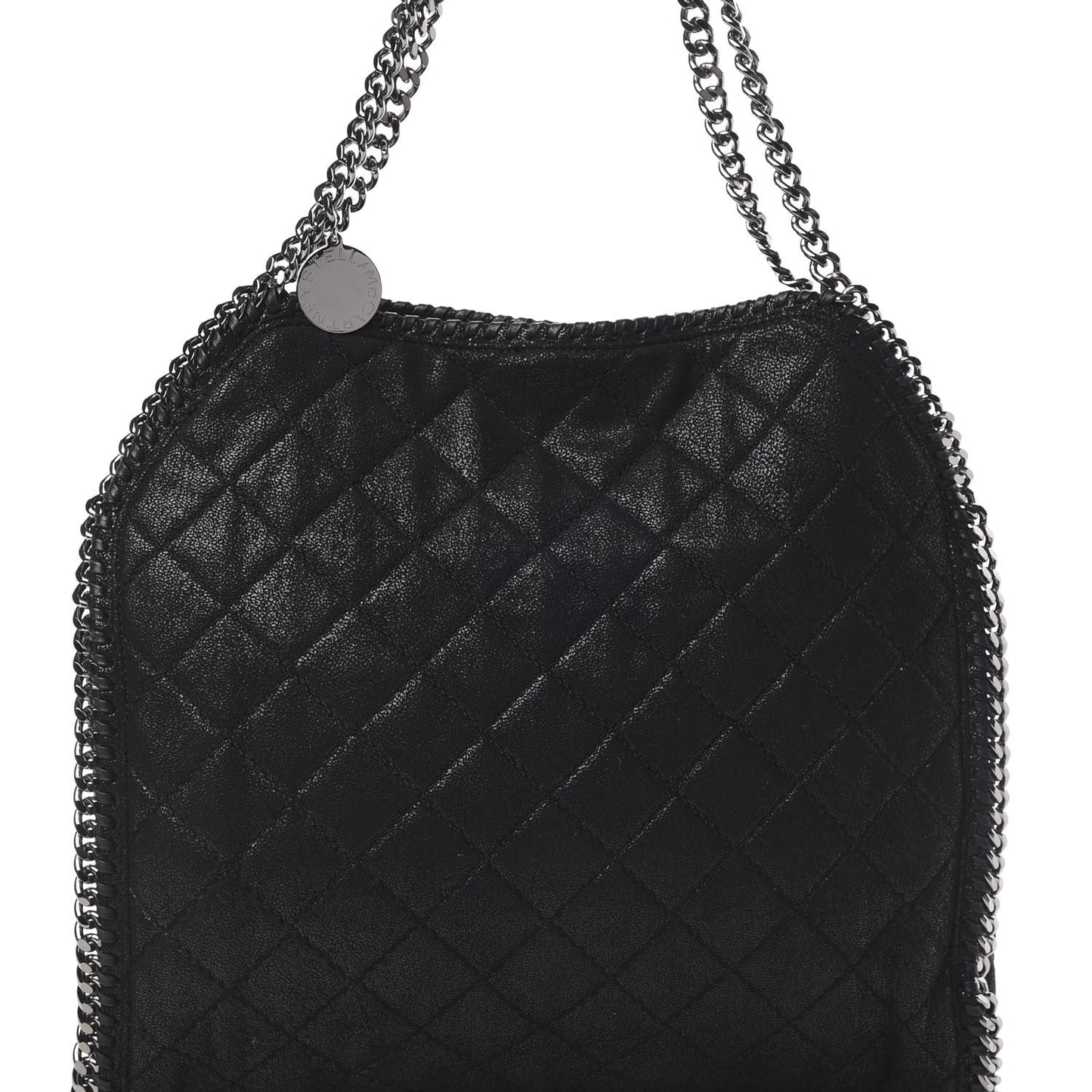 Metallic Shaggy Deer Quilted Small Falabella Tote Black