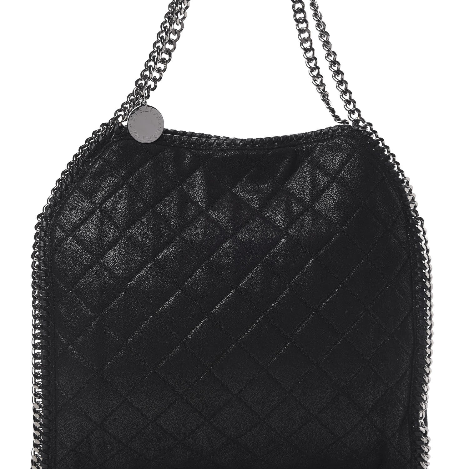 Stella McCartney Metallic Shaggy Deer Quilted Small Falabella Tote Black 8 of 10