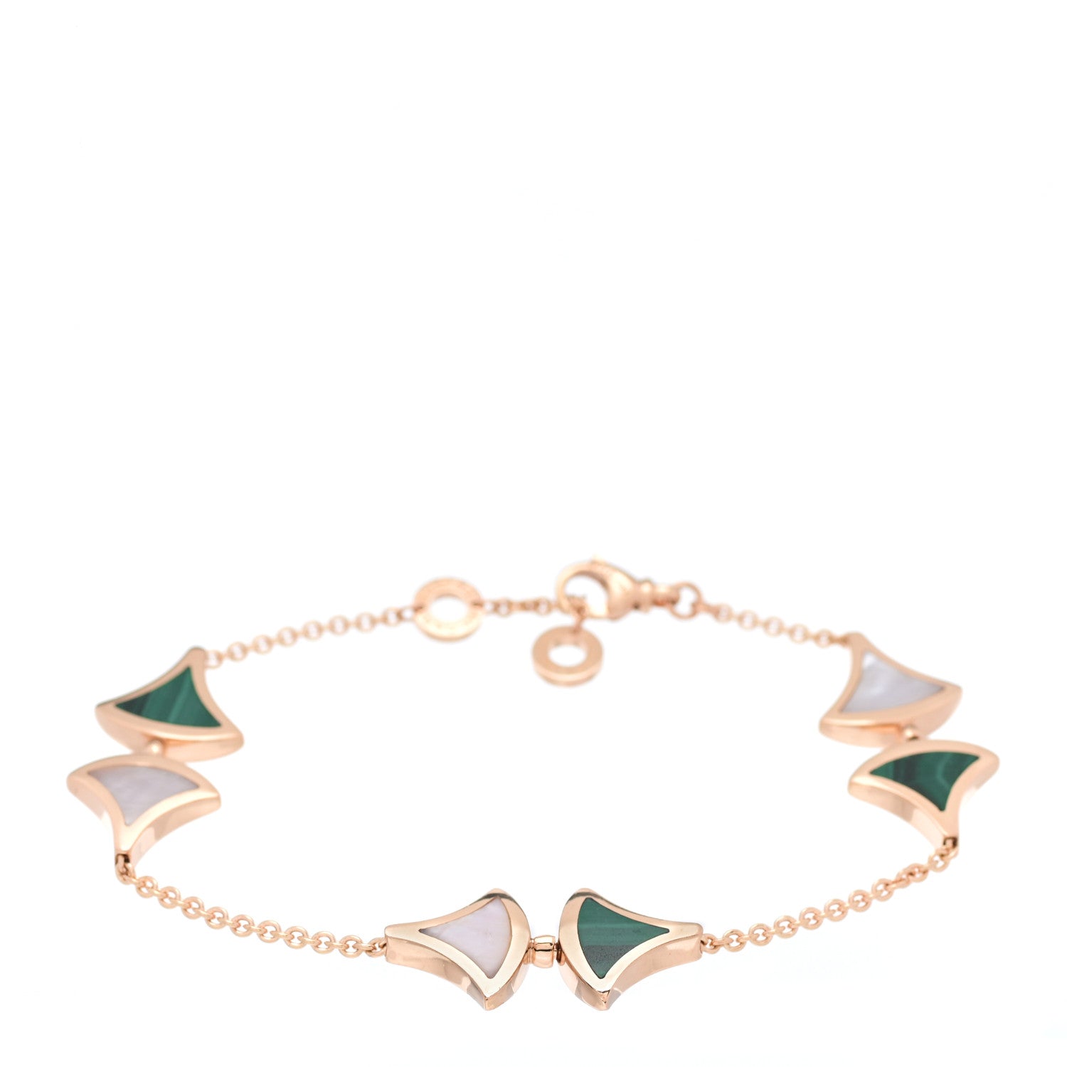 Bulgari 18K Rose Gold Mother of Pearl Malachite Divas' Dream Bracelet 1 of 7