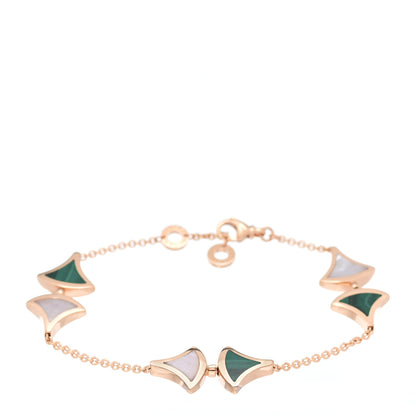 Bulgari 18K Rose Gold Mother of Pearl Malachite Divas' Dream Bracelet 1 of 7