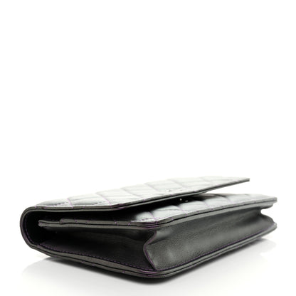 Chanel Iridescent Lambskin Quilted Wallet On Chain WOC Dark Purple 4 of 12