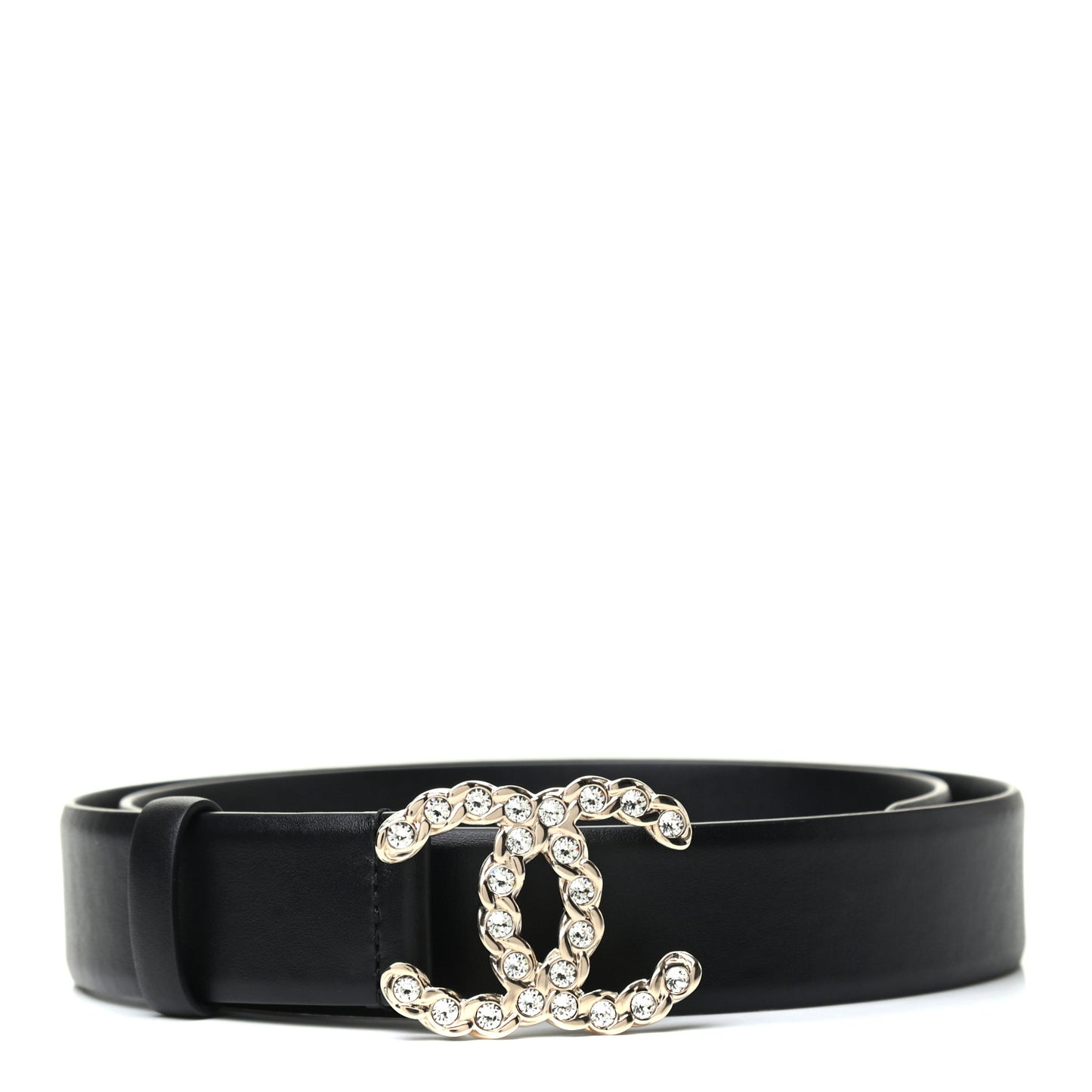 Calfskin Crystal Pearls Coronation CC Belt 80 32 Black