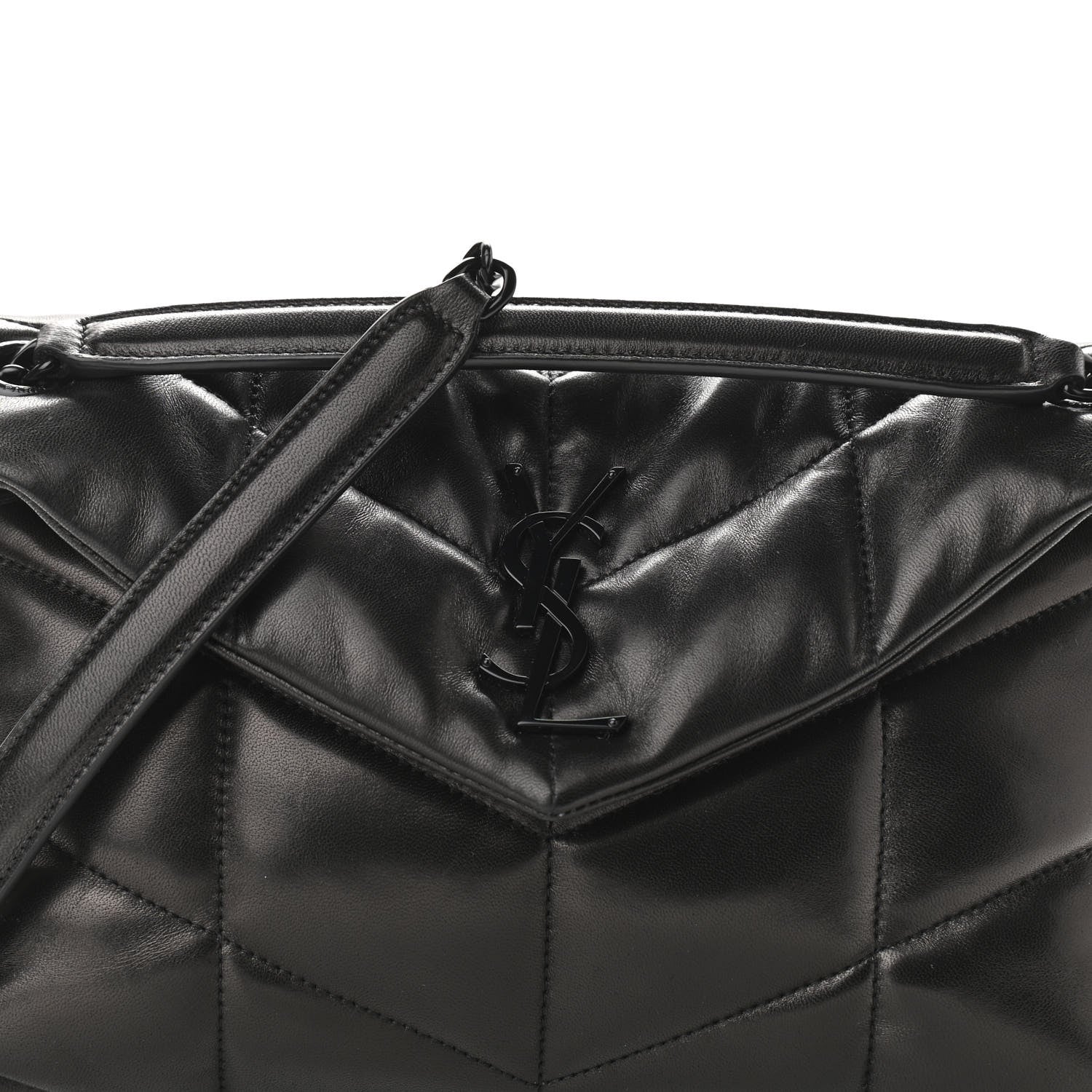 Saint Laurent Lambskin Quilted Small Loulou Puffer Monogram Chain Satchel Black 8 of 10