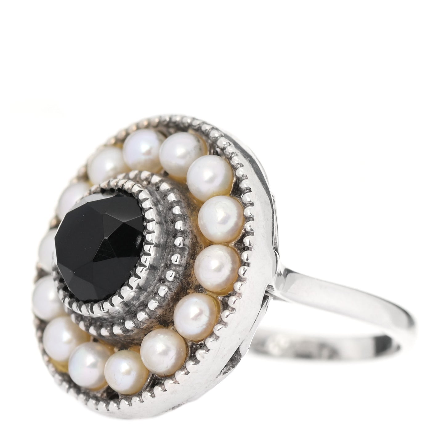 Sterling Silver Black Onyx Freshwater Pearl Ziegfeld Ring 49 4.75