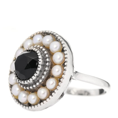Tiffany Sterling Silver Black Onyx Freshwater Pearl Ziegfeld Ring 49 4.75 3 of 5