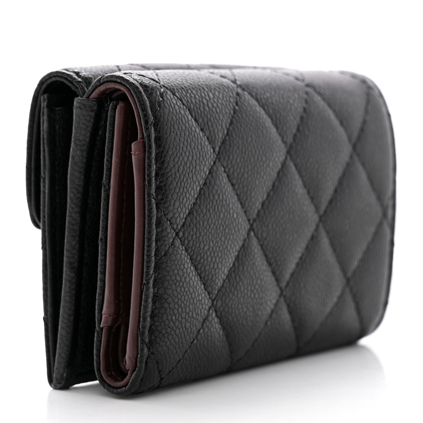 Caviar Quilted Double Flap Wallet Black