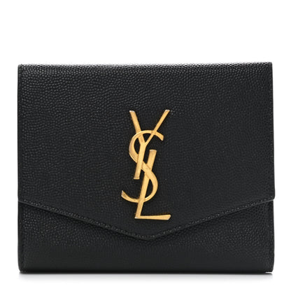 Saint Laurent Grain De Poudre Monogram Bi-Fold Wallet Black 1 of 10