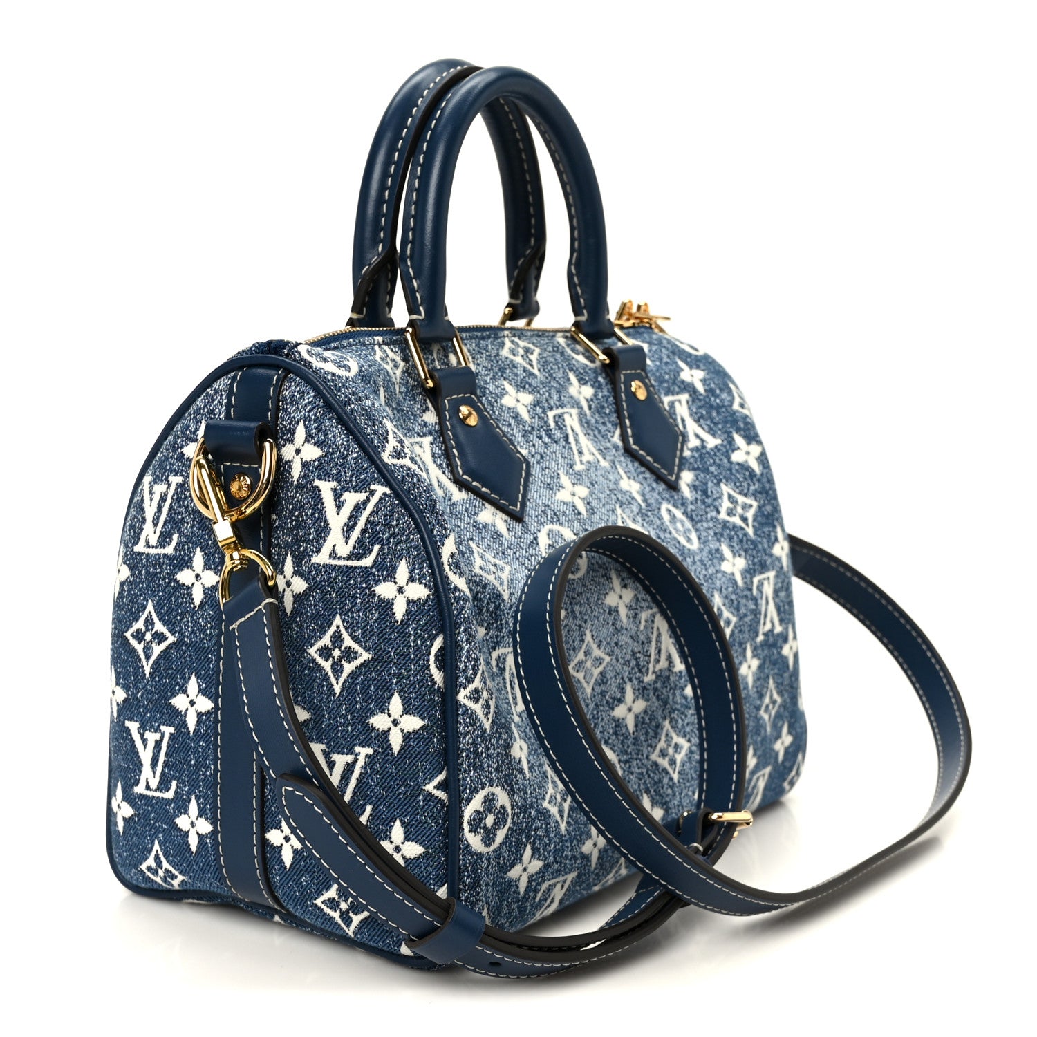 Louis Vuitton Monogram Jacquard Denim Speedy Bandouliere 25 Bleu