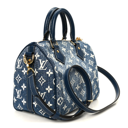 Louis Vuitton Monogram Jacquard Denim Speedy Bandouliere 25 Bleu 3 of 13