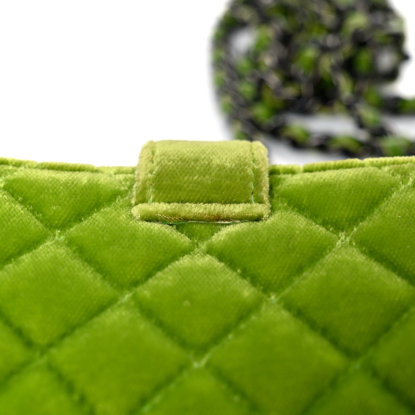 Velvet Quilted Mini Phone Holder Crossbody Bag Green