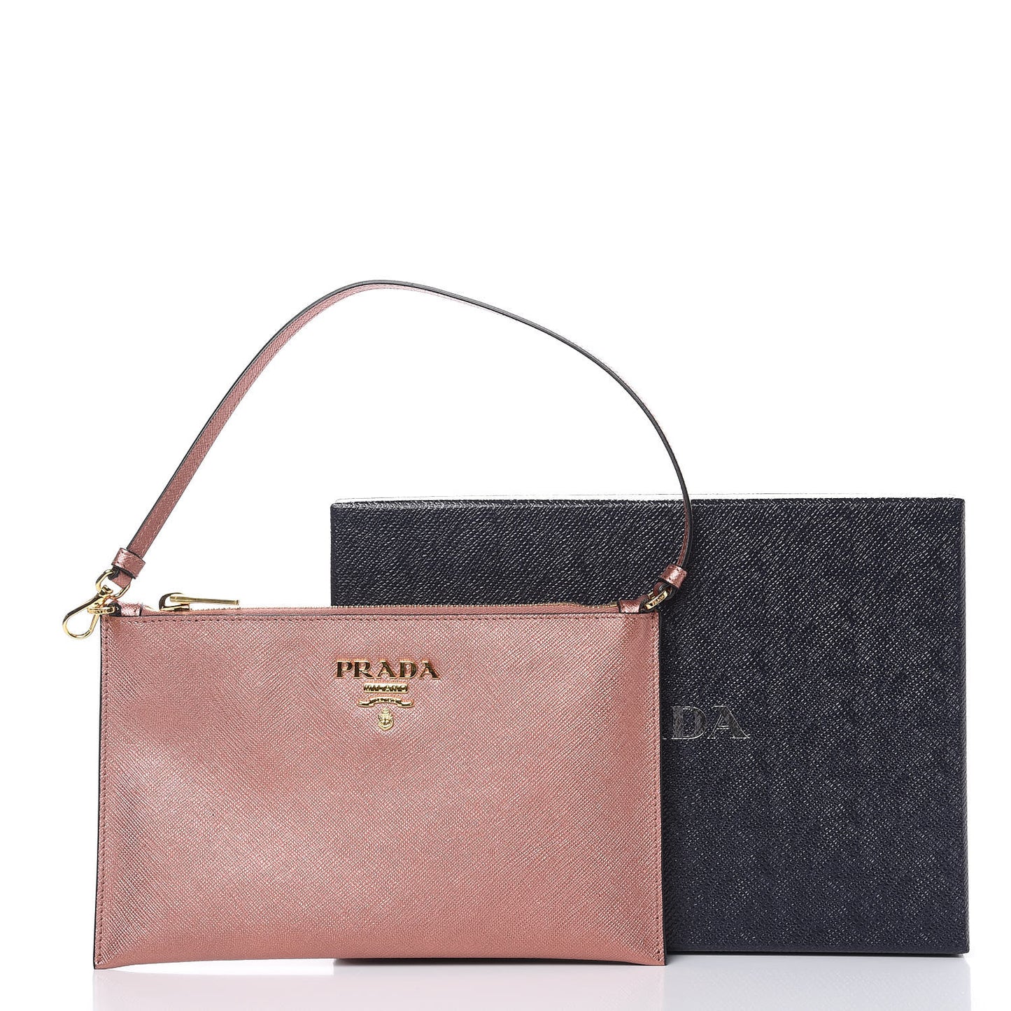 Metallic Saffiano Small Flat Pouch Antico Mordore
