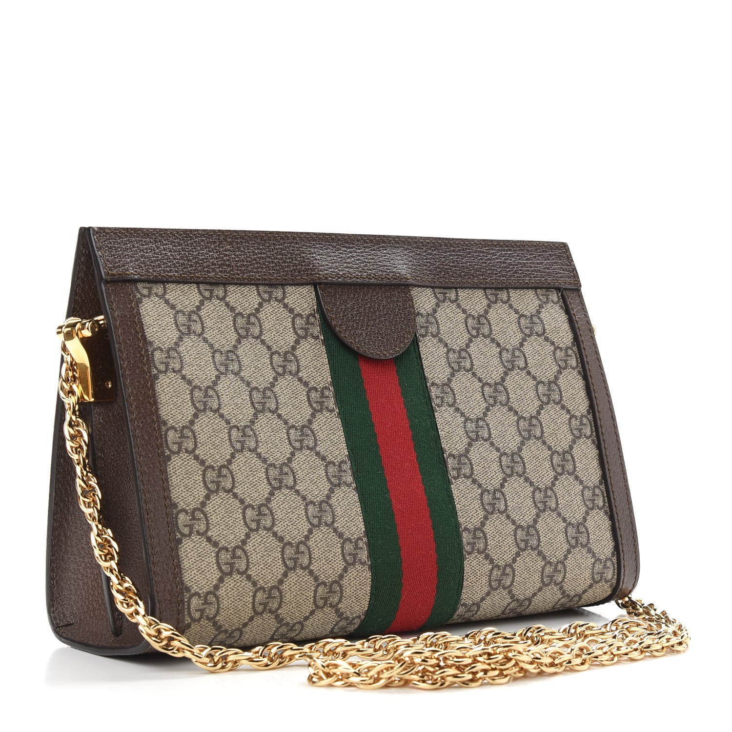 Gucci GG Supreme Monogram Web Small Ophidia Chain Shoulder Bag Brown 3 of 9