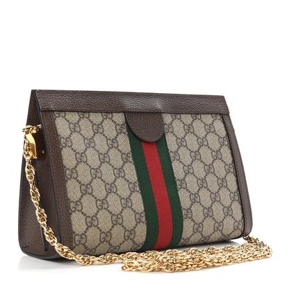 Gucci GG Supreme Monogram Web Small Ophidia Chain Shoulder Bag Brown 3 of 9