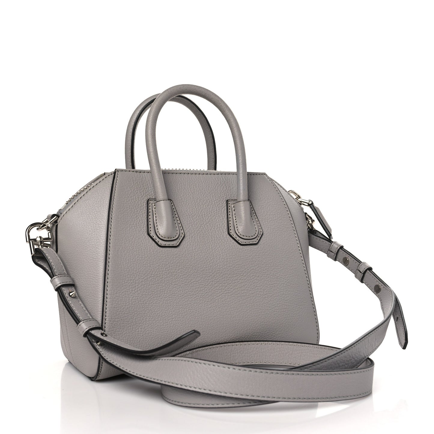 Sugar Goatskin Mini Antigona Pearl Grey