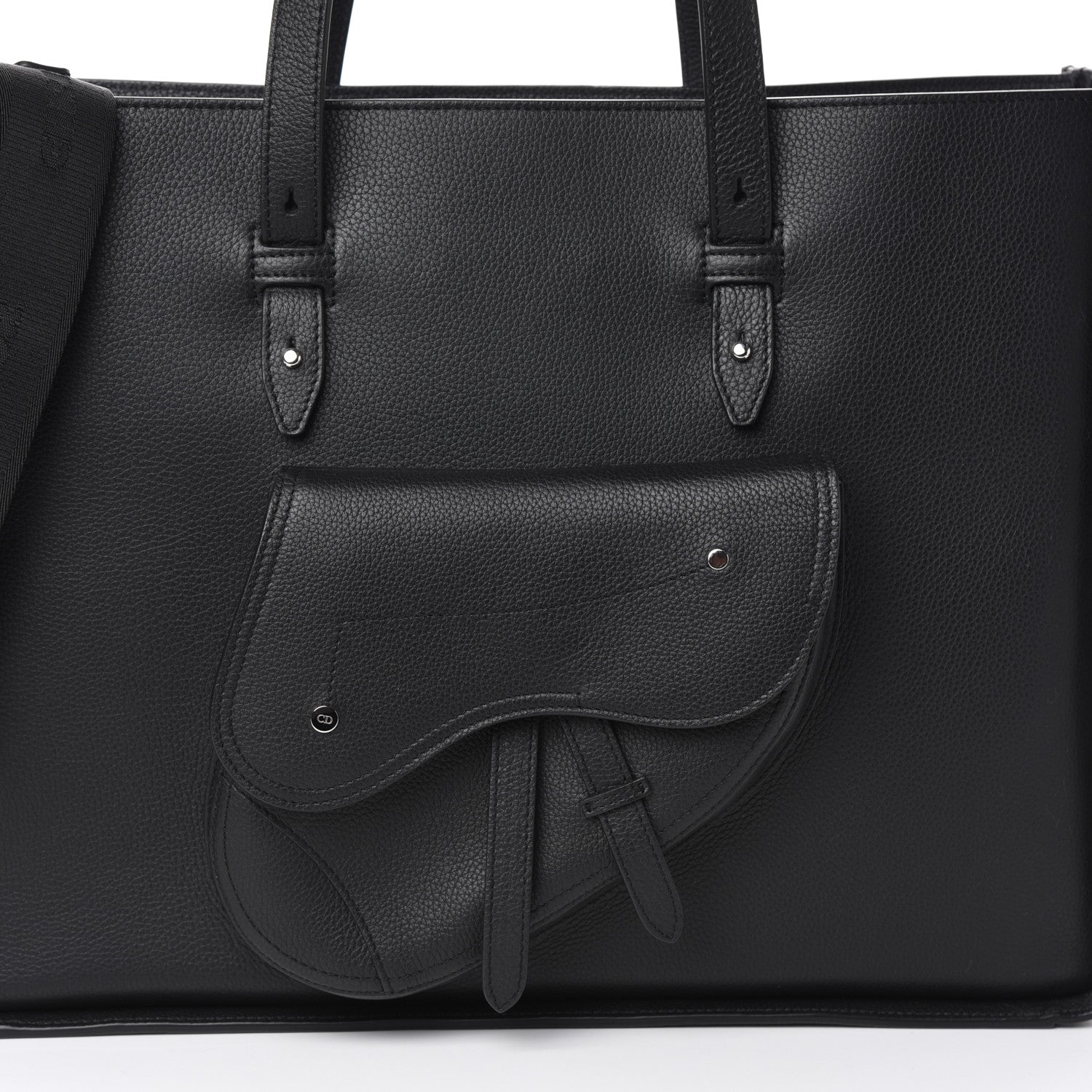 Christian Dior Grained Calfskin Saddle Tote Black 7 of 9