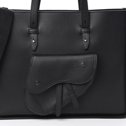 Christian Dior Grained Calfskin Saddle Tote Black 7 of 9