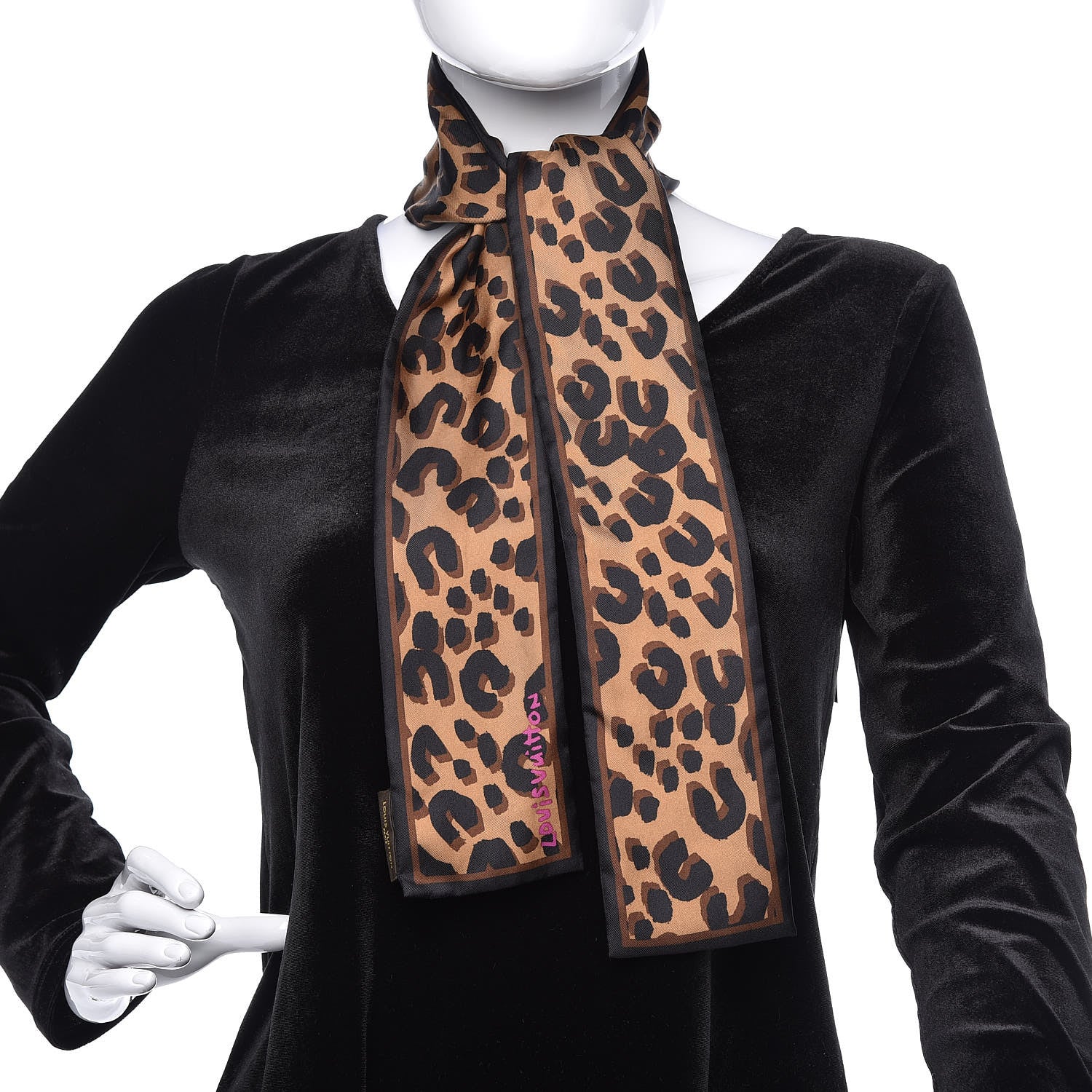 Louis Vuitton Silk Leopard Bandeau Scarf Marron 2 of 6