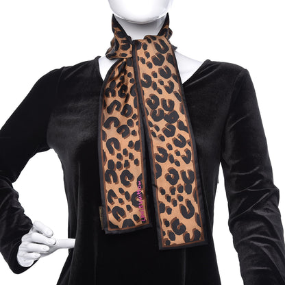 Louis Vuitton Silk Leopard Bandeau Scarf Marron 2 of 6